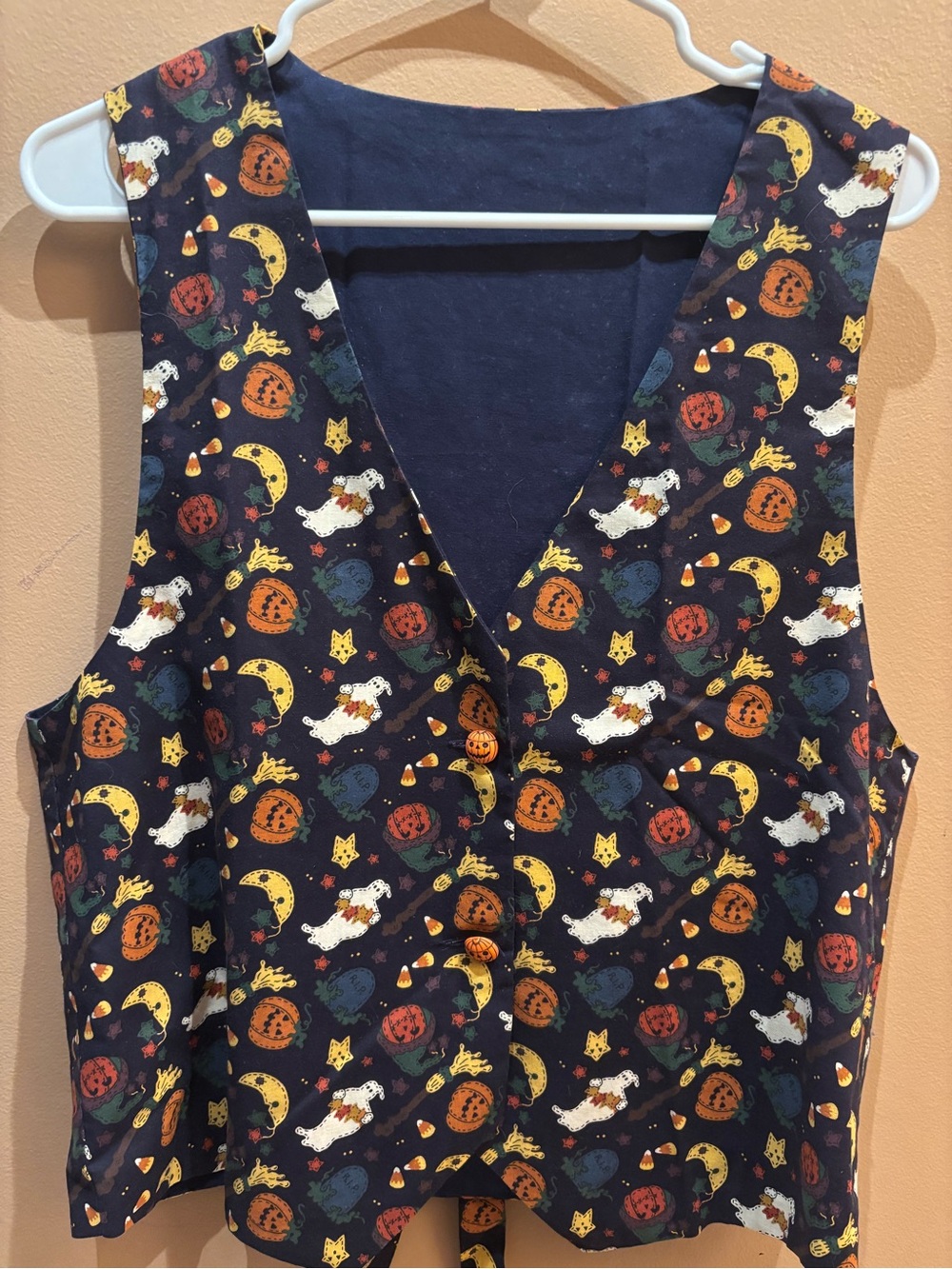Halloween Vest with Pumpkin Buttons Measurements PTP 18 - Picture 5 of 9